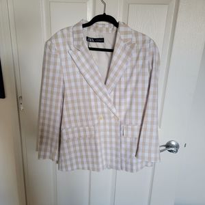 NWT Zara Gingham Blazer M